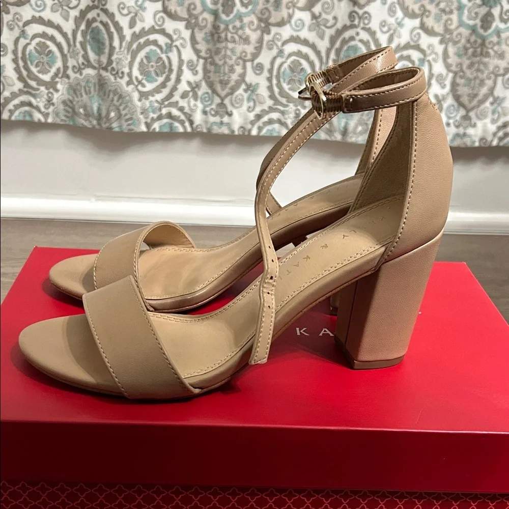 Kelly & Katie Hailee Beige Ankle-Strap Block Heel Sandals - Picture 6 of 9